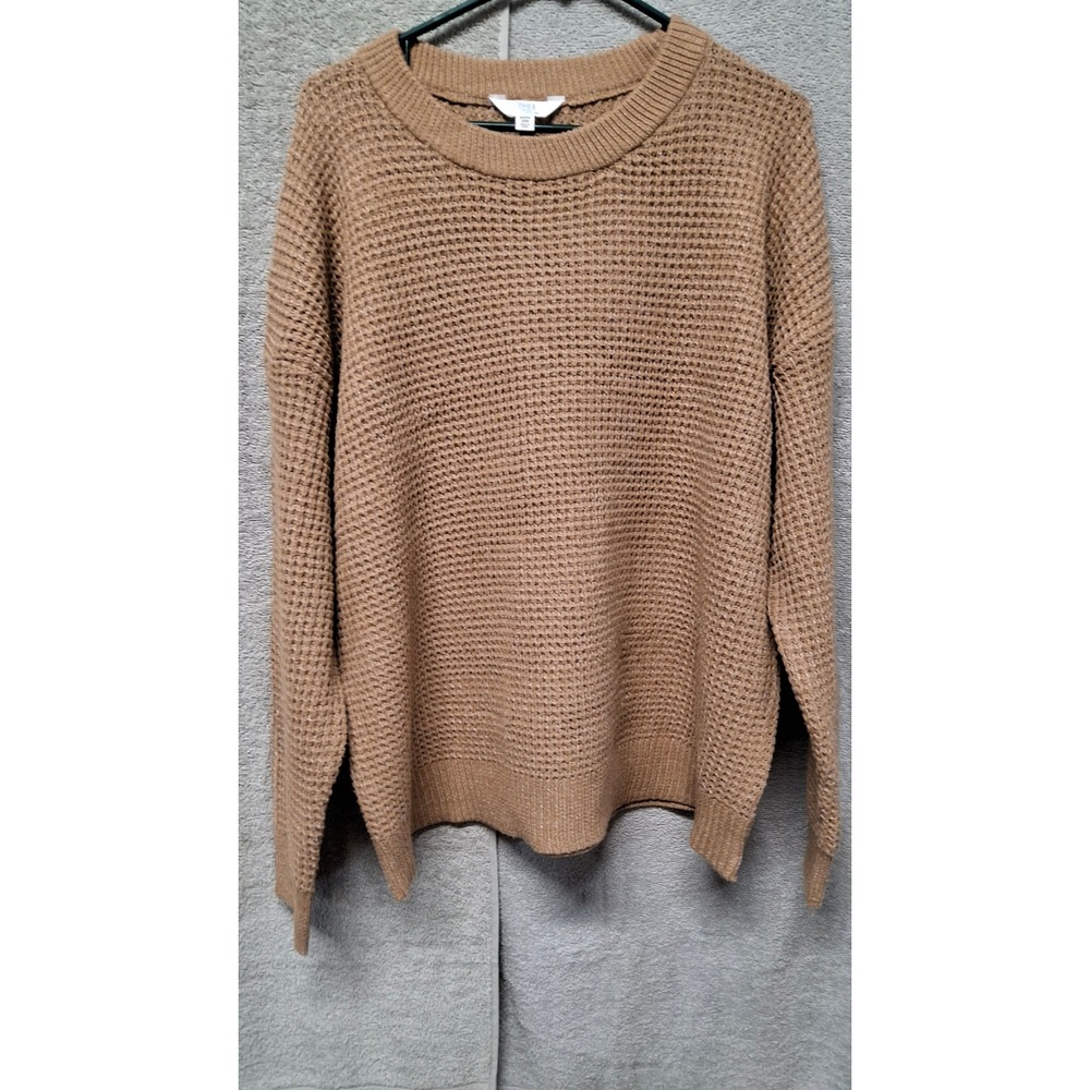 Time and Tru Womens XXXL 22 Brown Waffle Knit Pullover Sweater NWT